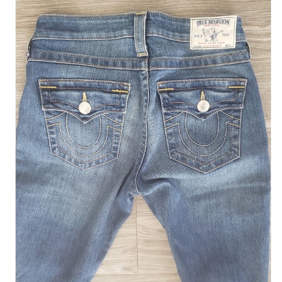 True Religion Blue Jeans Size 26 Straight Leg - Picture 5 of 9